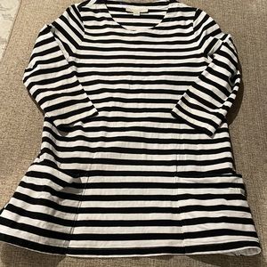 Appleseeds Black & White Striped Tunic Top Sz M